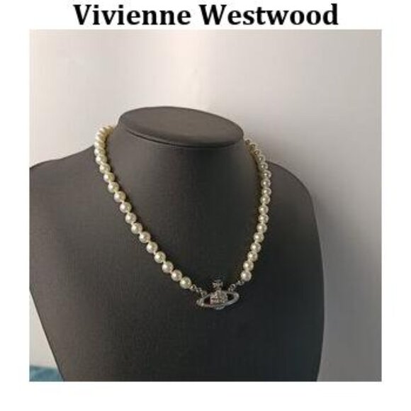 Vivienne Westwood Style Pearl Necklace Mini Bas Relief 1:1 - Picture 2 of 5